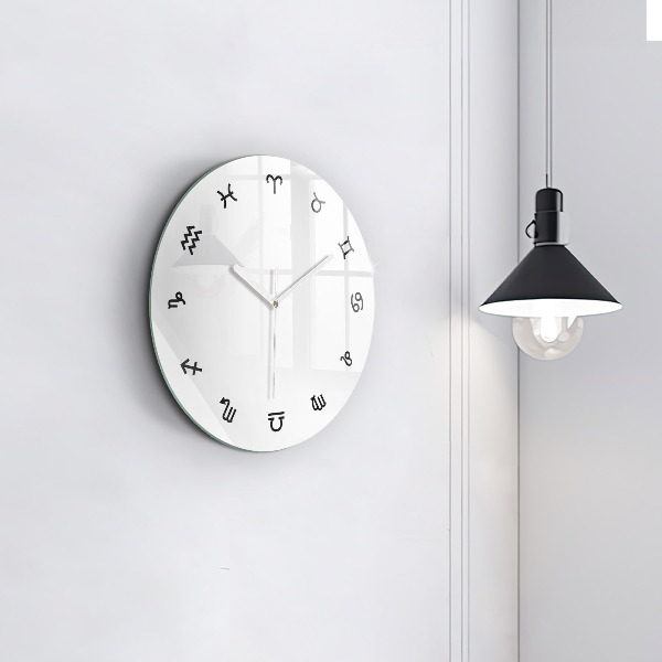 Round clock glass Minimalist Zodiacs