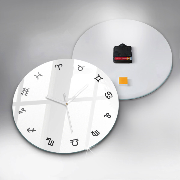 Round clock glass Minimalist Zodiacs