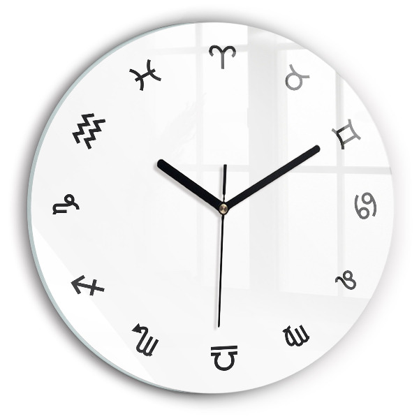 Round clock glass Minimalist Zodiacs