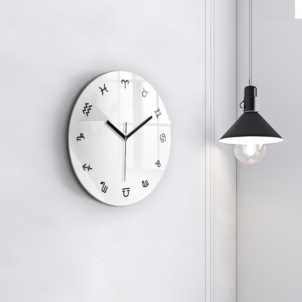 Round clock glass Minimalist Zodiacs
