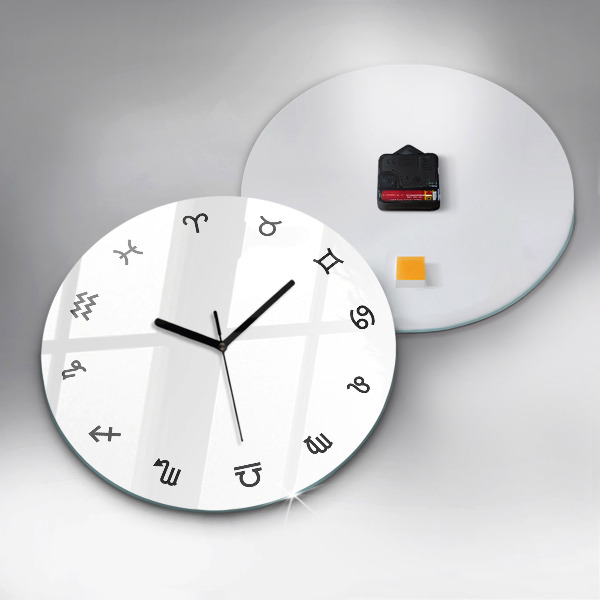 Round clock glass Minimalist Zodiacs