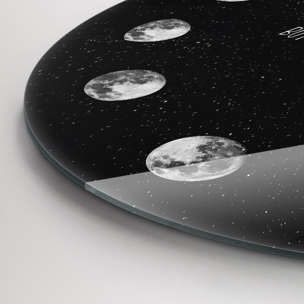Round clock glass Moon phases and inscription