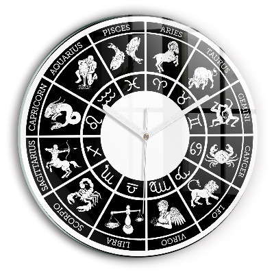 Round clock glass Zodiac