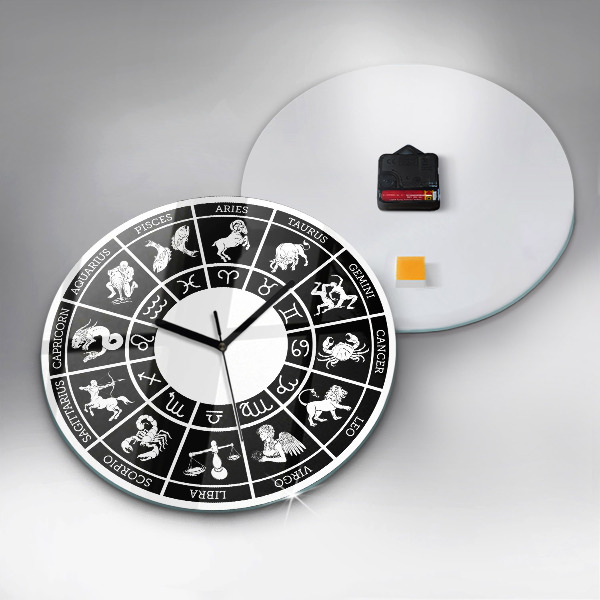 Round clock glass Zodiac