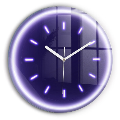 Round clock glass Neon lines