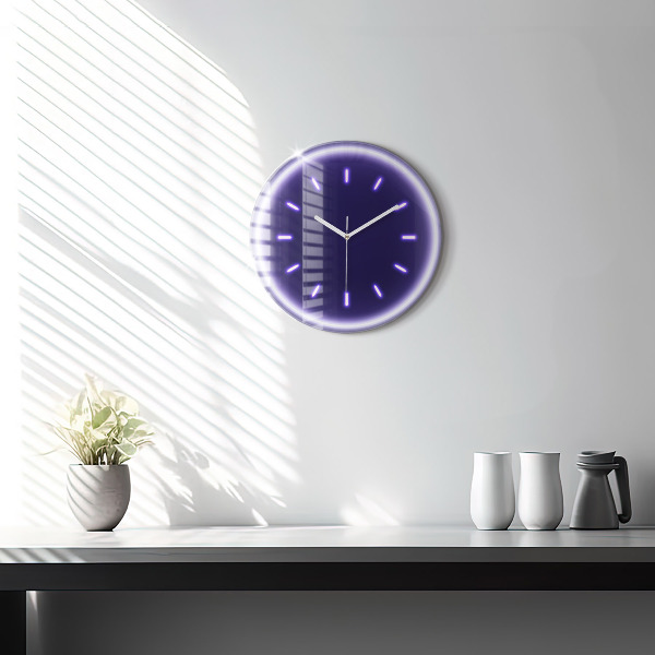 Round clock glass Neon lines