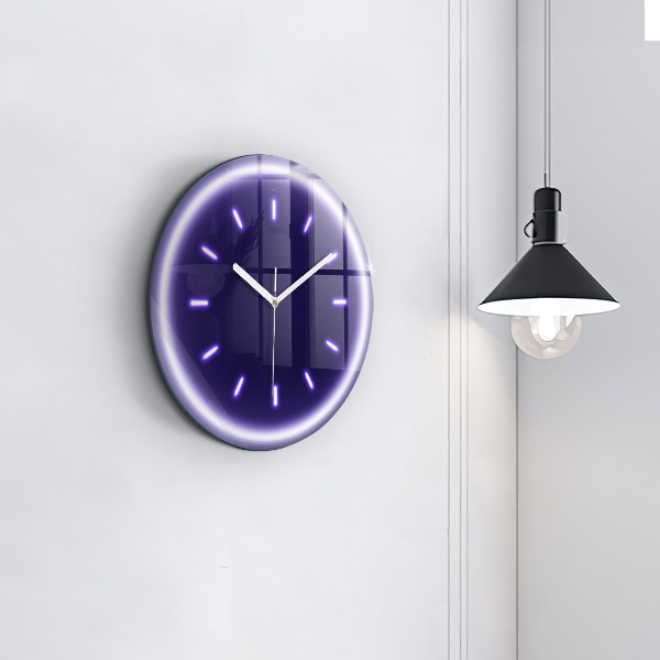 Round clock glass Neon lines