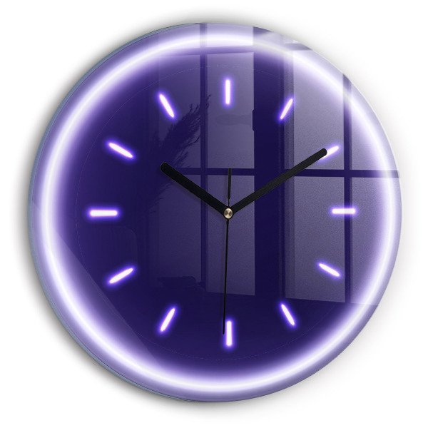 Round clock glass Neon lines