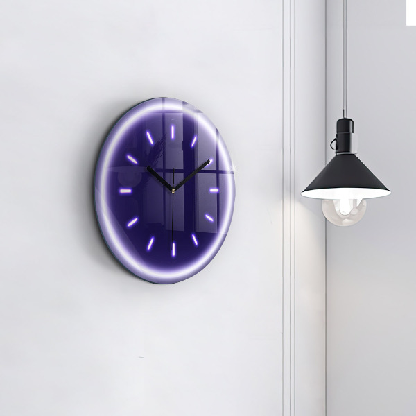 Round clock glass Neon lines