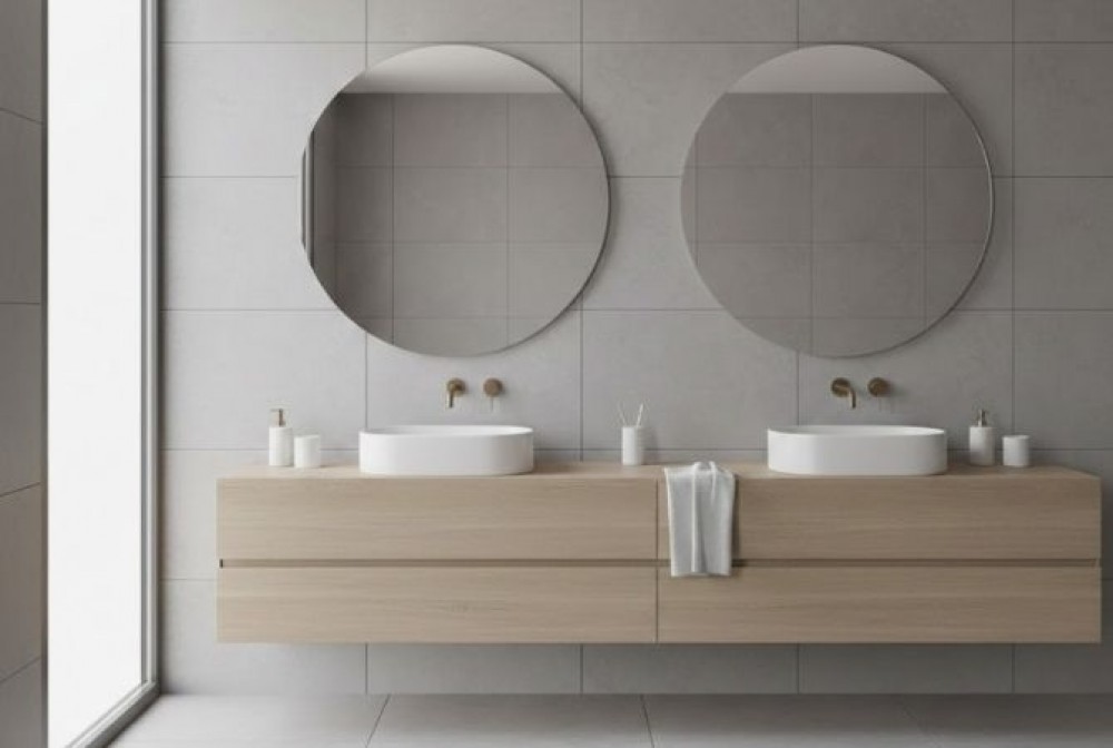 two mirrors for the bathroom